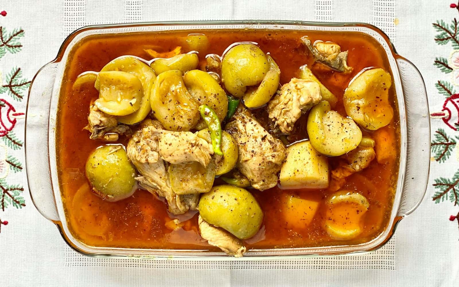 Doro wot Ethiopian chicken stew with potatoes, eggs, and red spiced sauce
