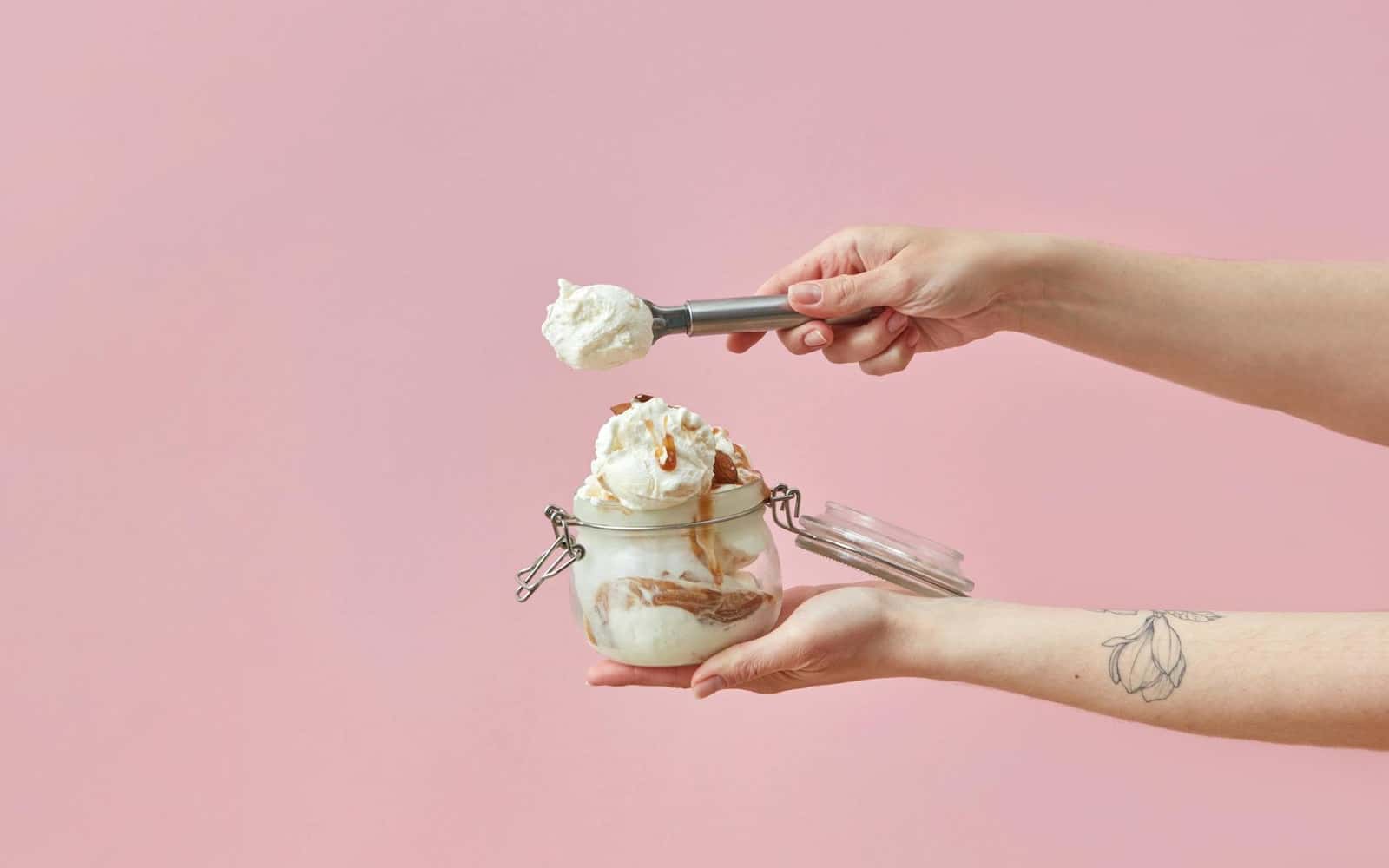 Homemade Vanilla Ice Cream finished dish