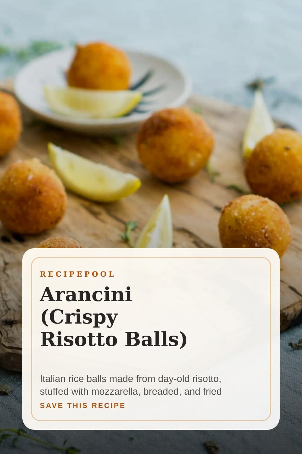 Pinterest image for Arancini (Crispy Risotto Balls)