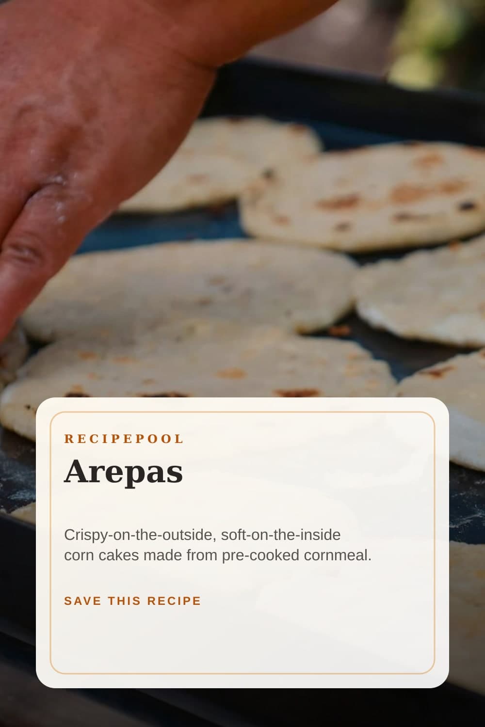 Pinterest image for Arepas Corn Cakes
