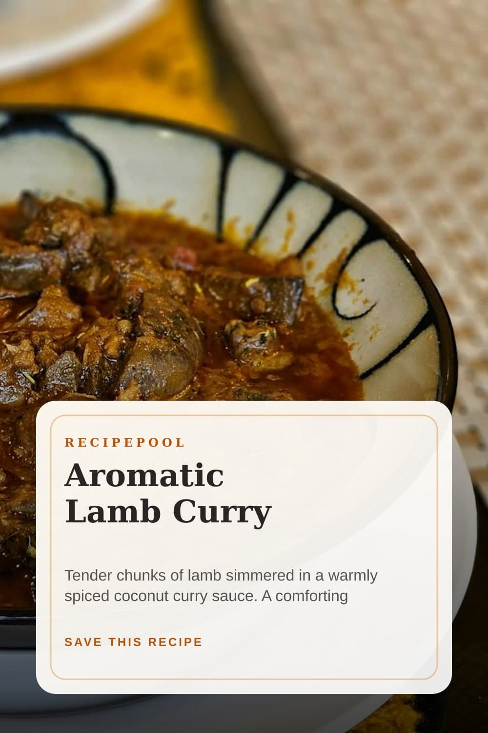 Pinterest image for Aromatic Lamb Curry