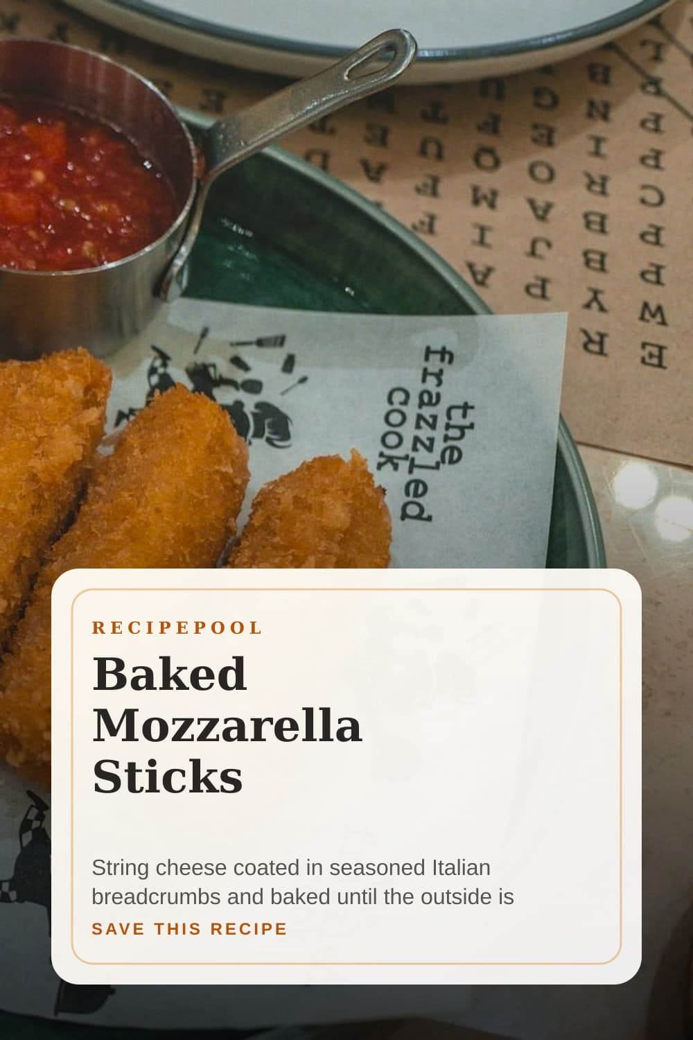 Pinterest image for Baked Mozzarella Sticks