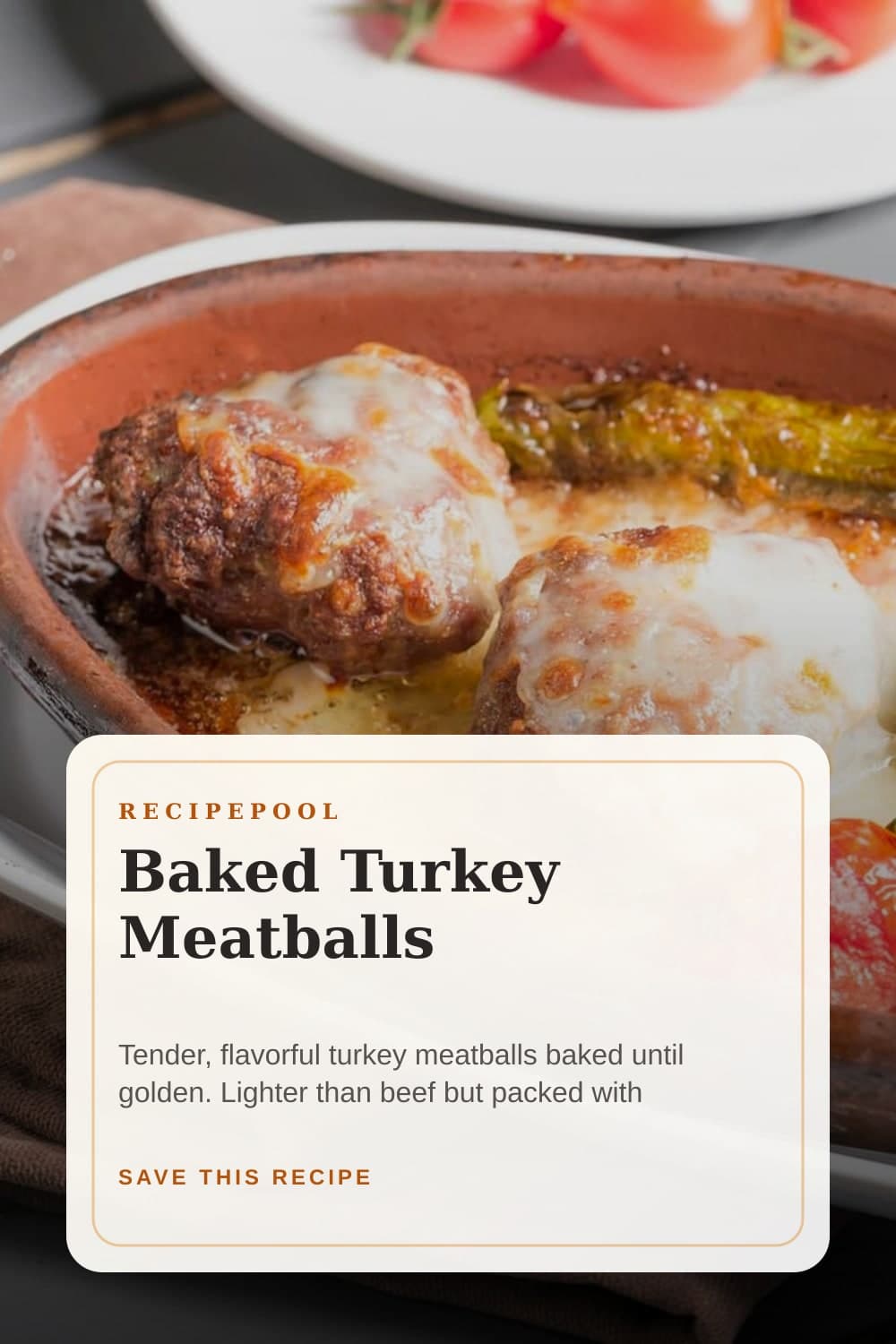 Pinterest image for Baked Turkey Meatballs
