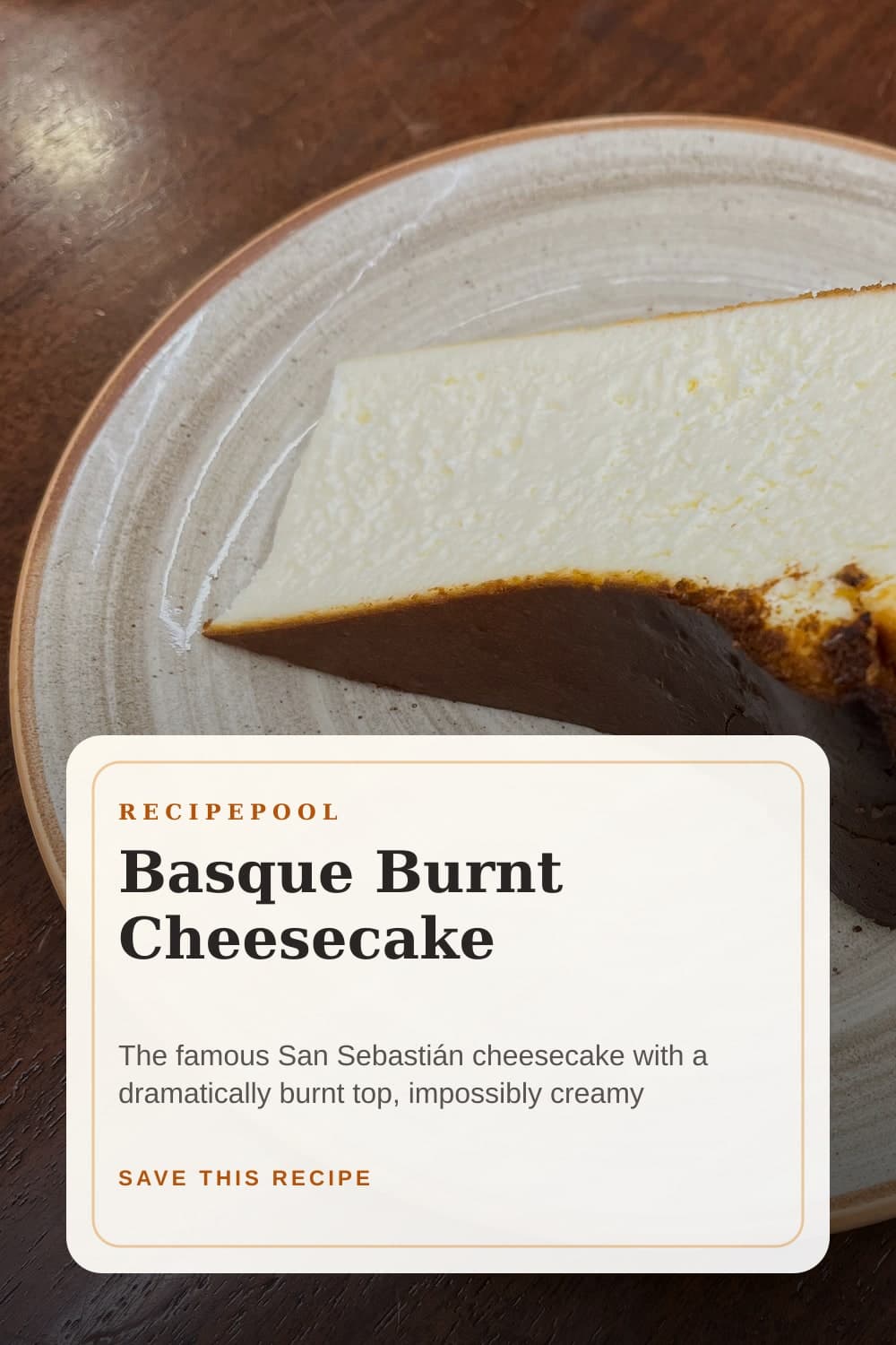 Pinterest image for Basque Burnt Cheesecake
