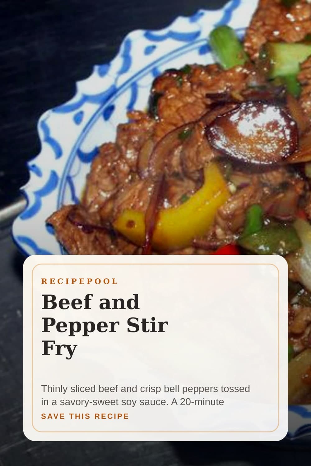 Pinterest image for Beef and Pepper Stir Fry