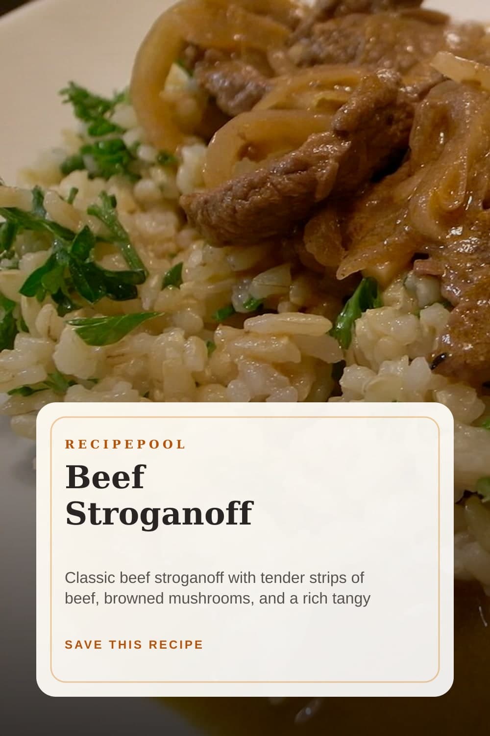 Pinterest image for Beef Stroganoff