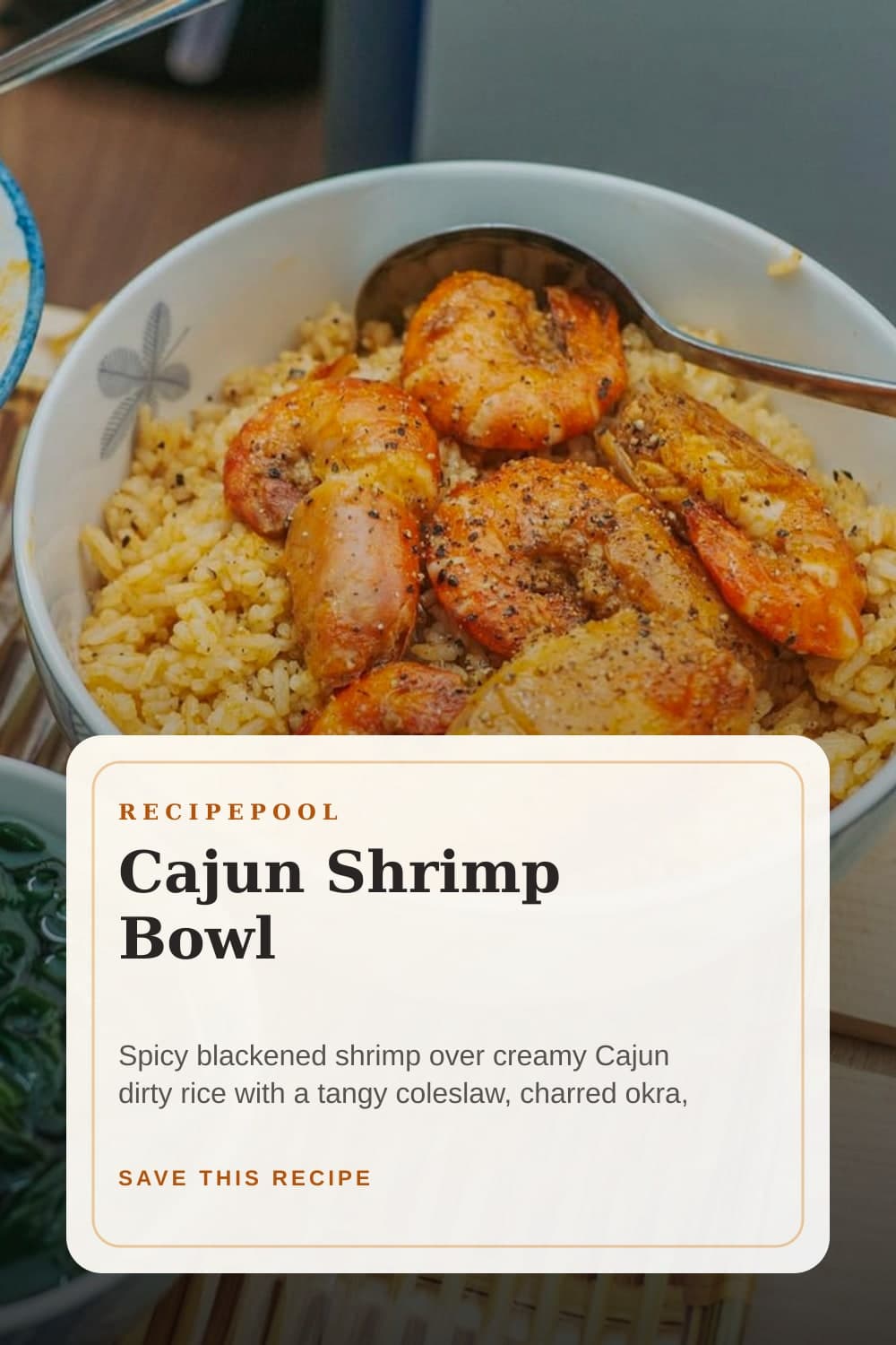 Pinterest image for Cajun Shrimp Bowl