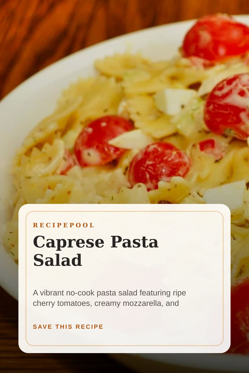 Pinterest image for Caprese Pasta Salad