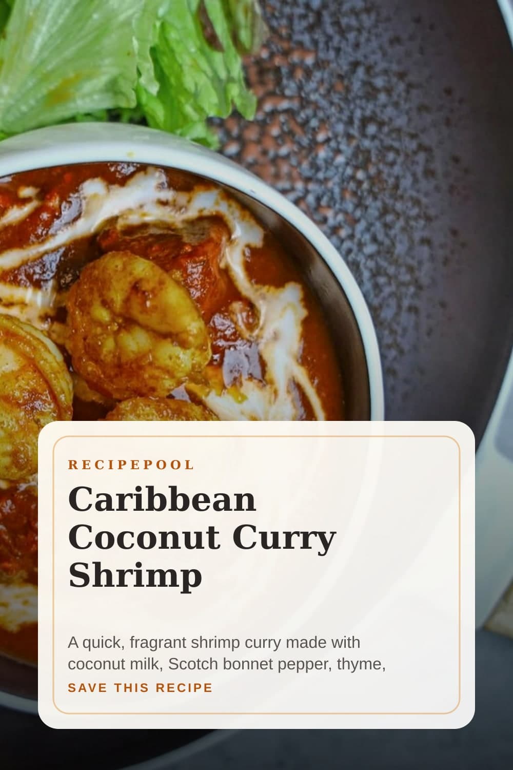 Pinterest image for Caribbean Coconut Curry Shrimp