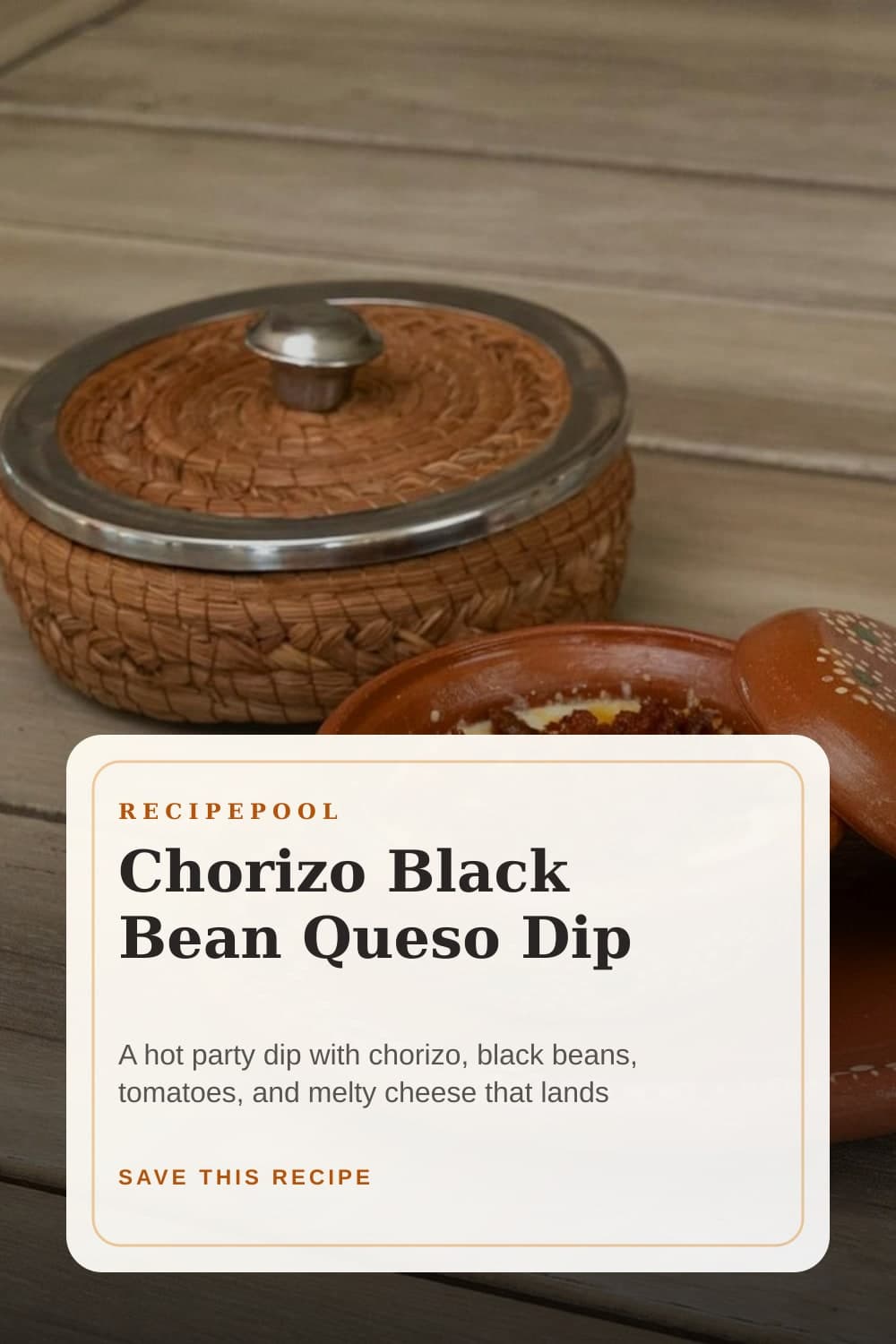 Pinterest image for Chorizo Black Bean Queso Dip