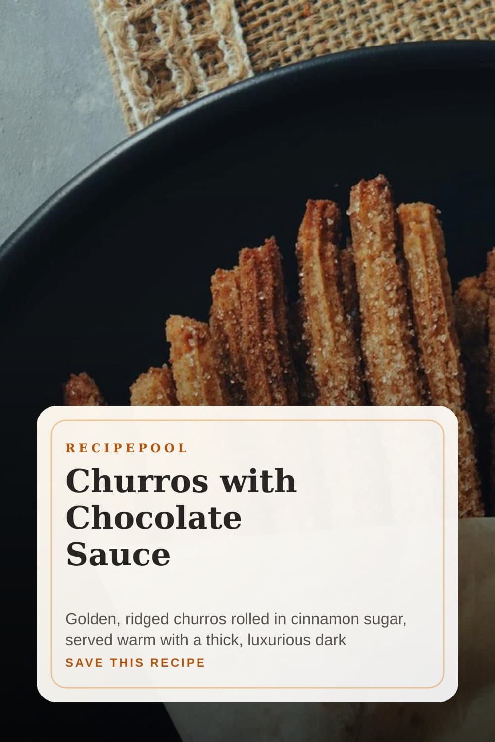 Pinterest image for Churros with Chocolate Sauce