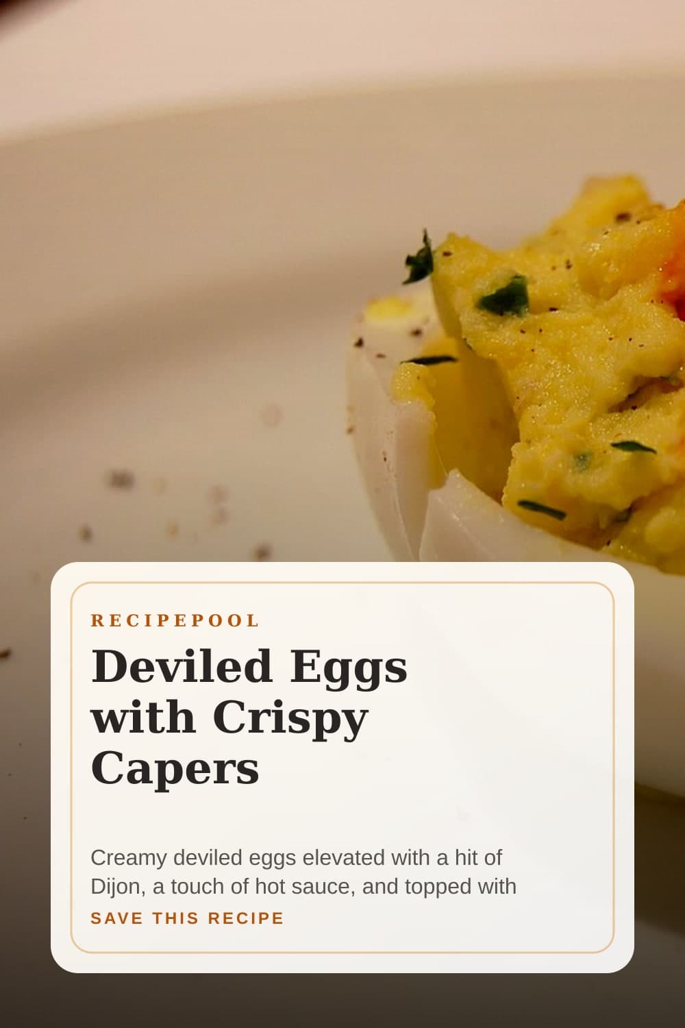 Pinterest image for Deviled Eggs with Crispy Capers