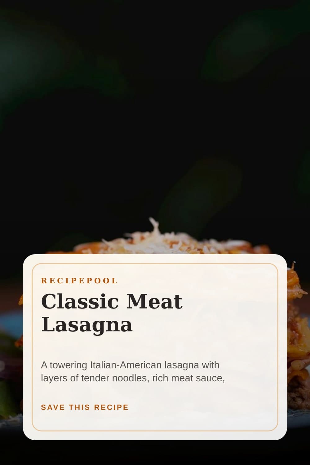 Pinterest image for Classic Meat Lasagna