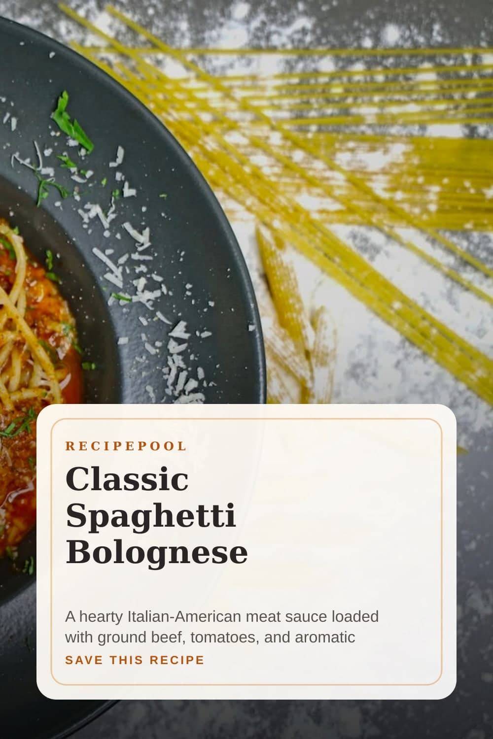 Pinterest image for Classic Spaghetti Bolognese