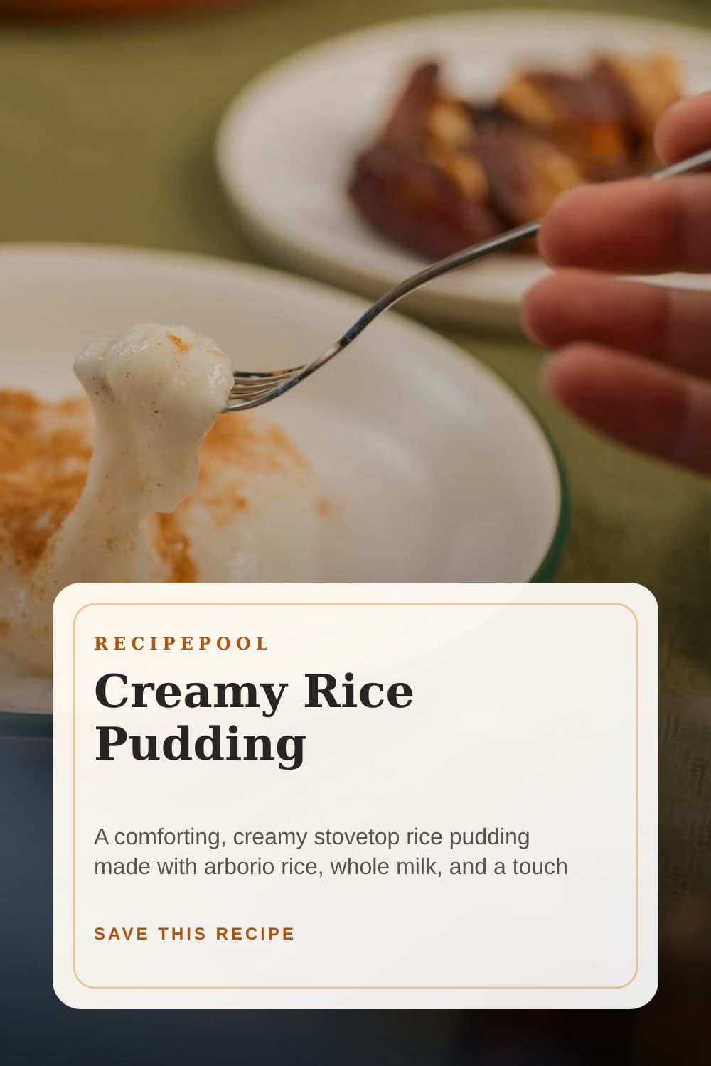 Pinterest image for Creamy Rice Pudding