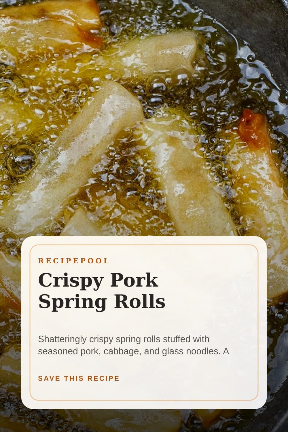 Pinterest image for Crispy Pork Spring Rolls