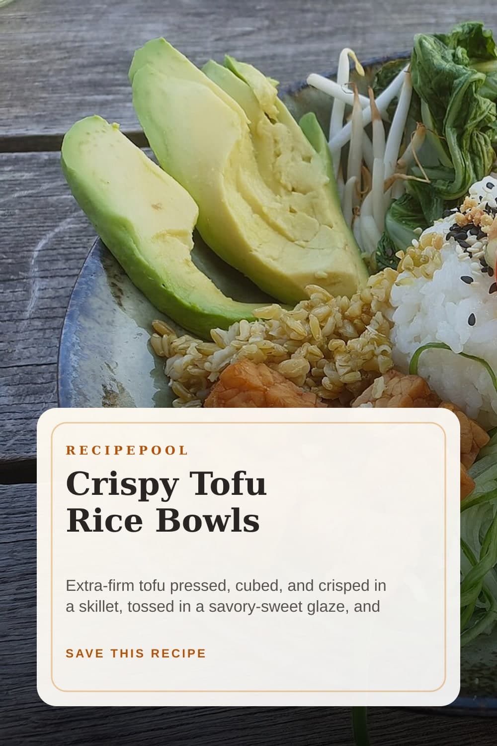 Pinterest image for Crispy Tofu Rice Bowls