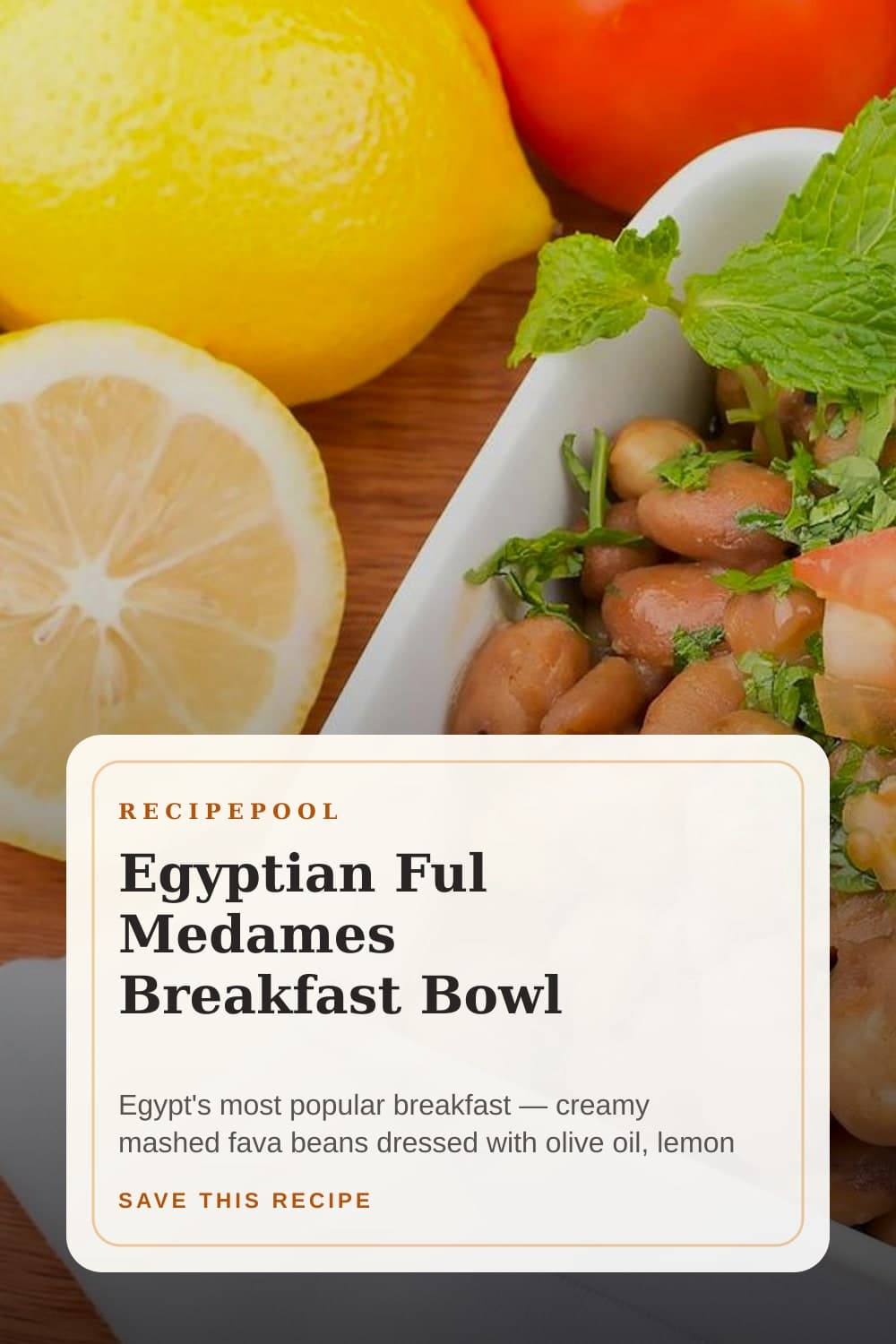 Pinterest image for Egyptian Ful Medames Breakfast Bowl