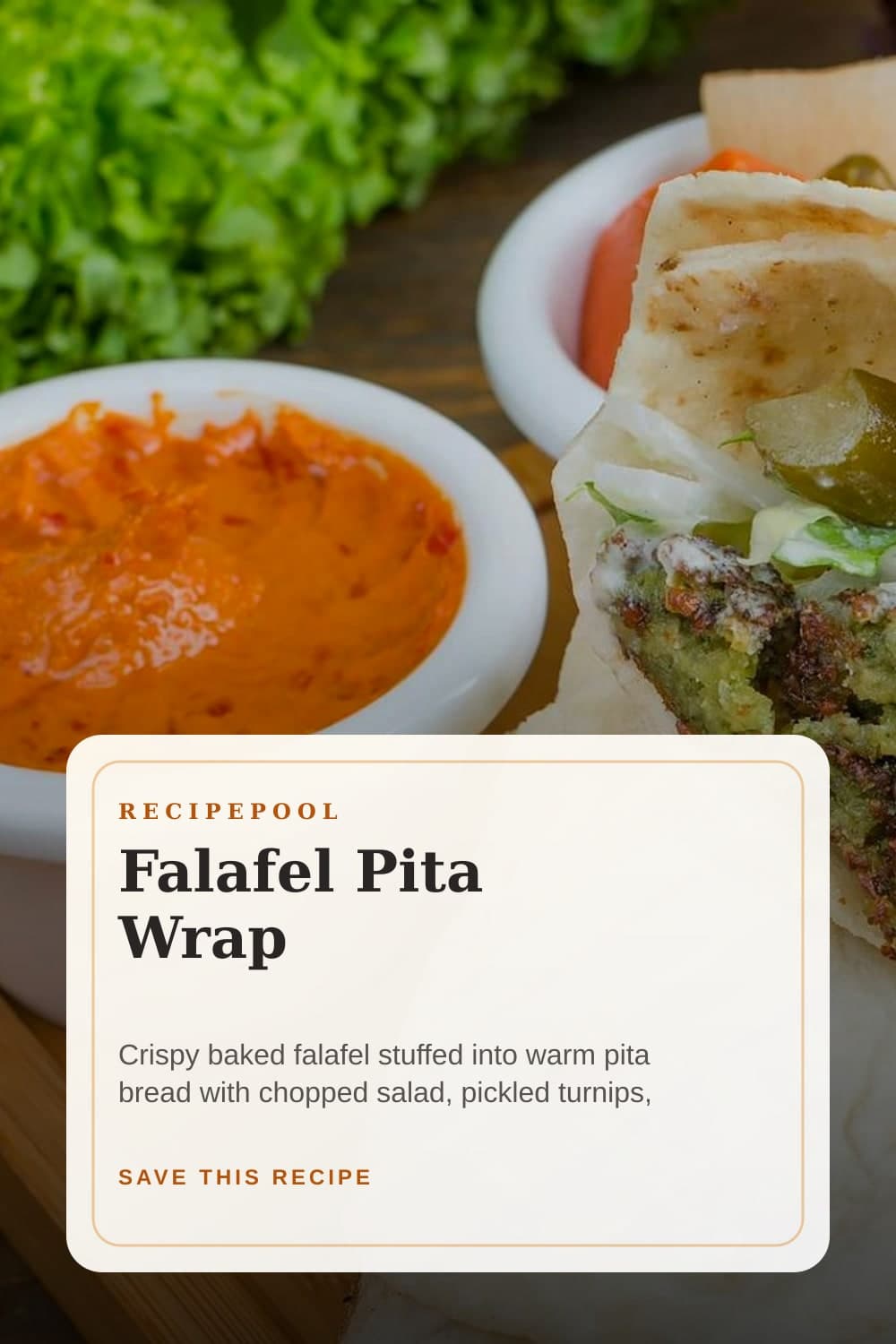 Pinterest image for Falafel Pita Wrap