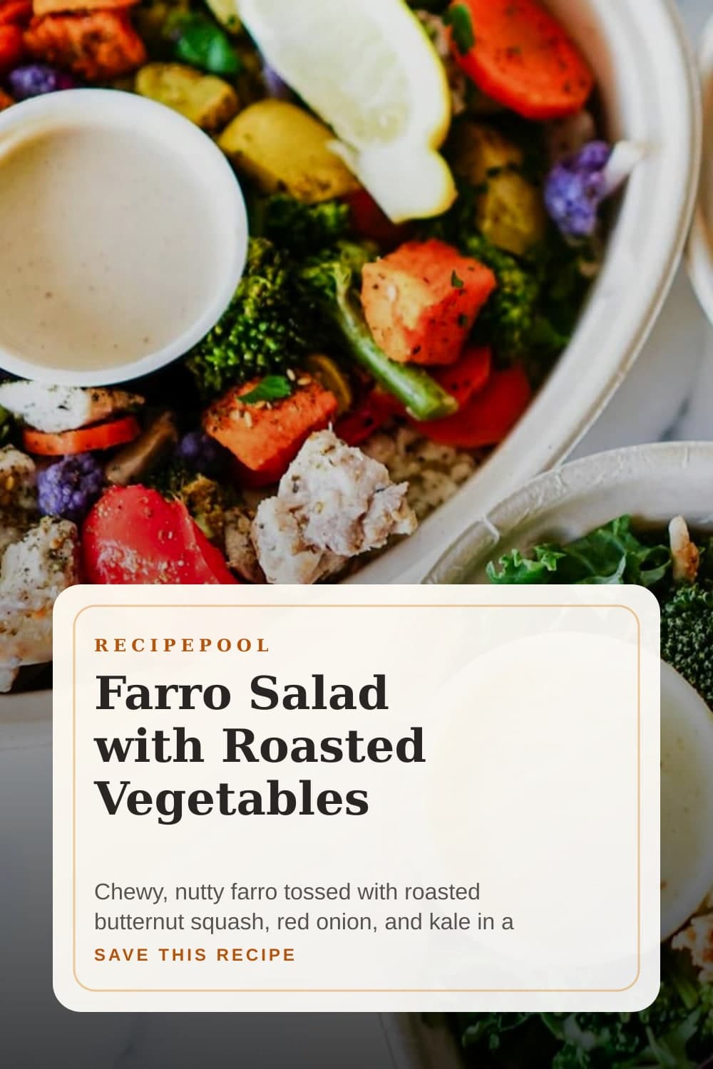 Pinterest image for Farro Salad with Roasted Vegetables