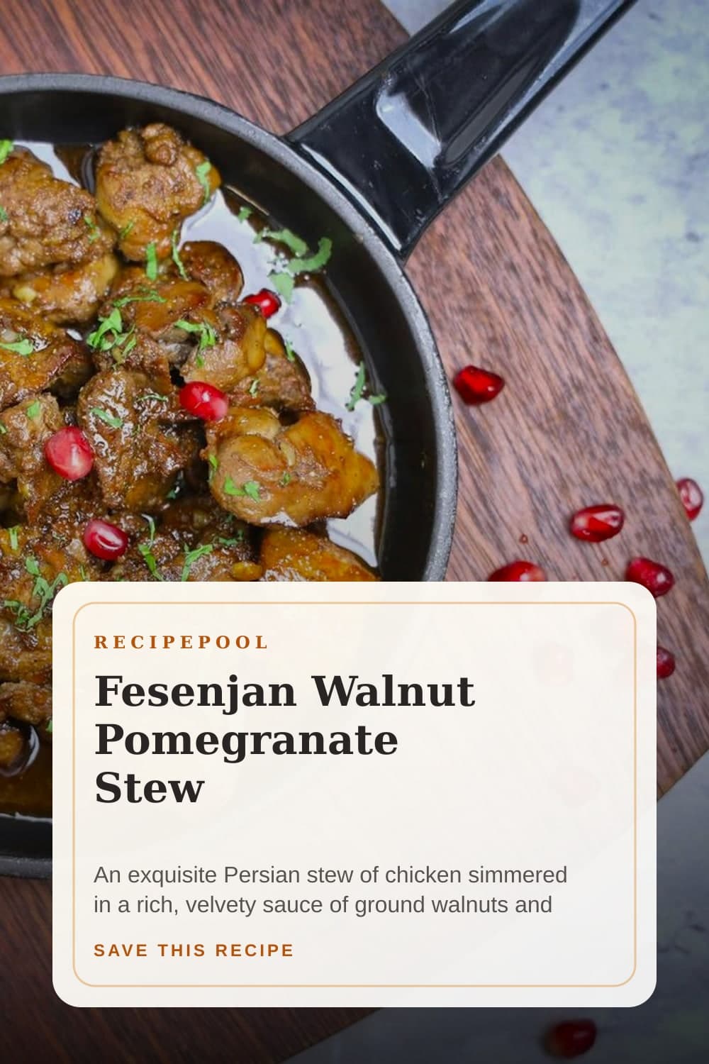 Pinterest image for Fesenjan Walnut Pomegranate Stew