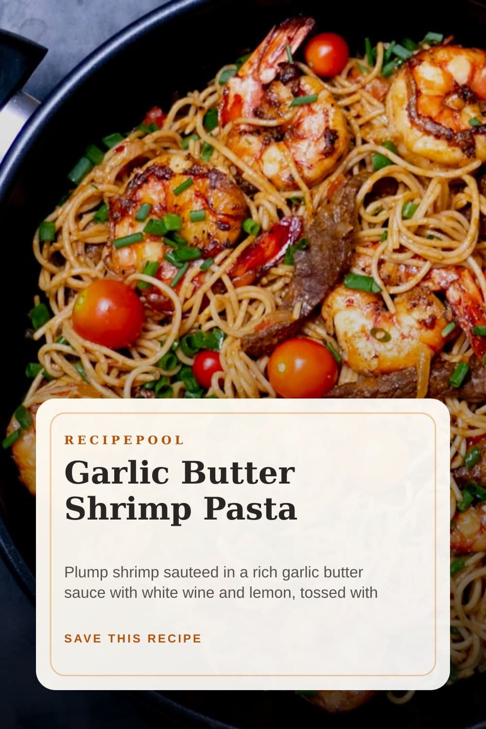 Pinterest image for Garlic Butter Shrimp Pasta