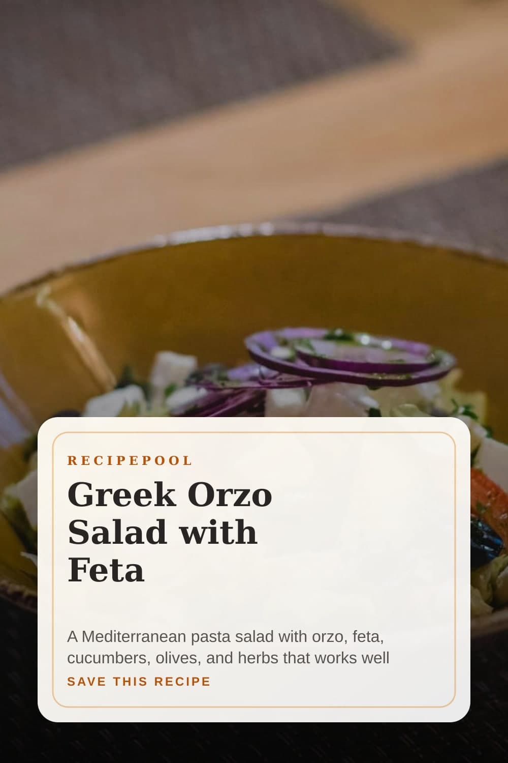 Pinterest image for Greek Orzo Salad with Feta