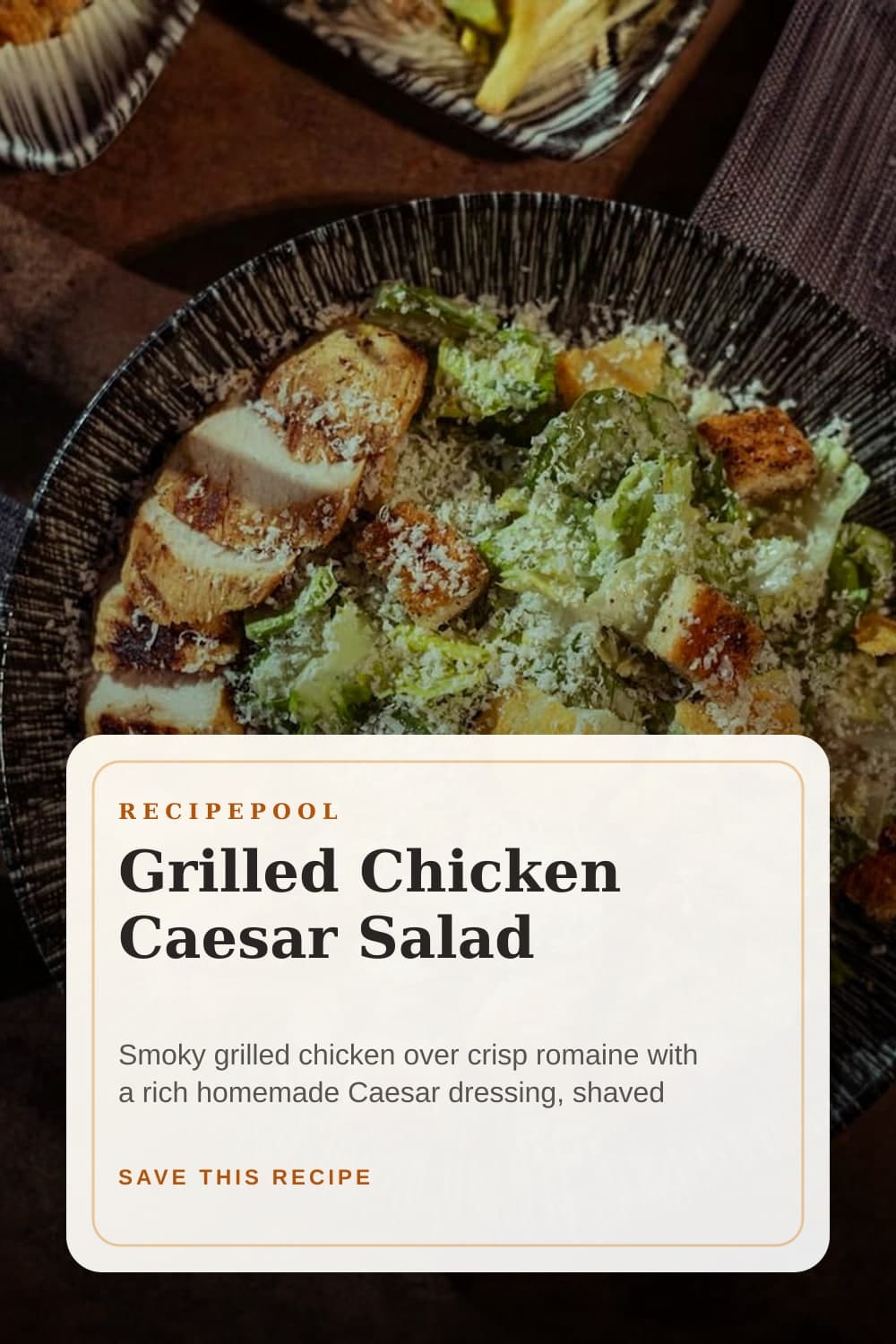 Pinterest image for Grilled Chicken Caesar Salad