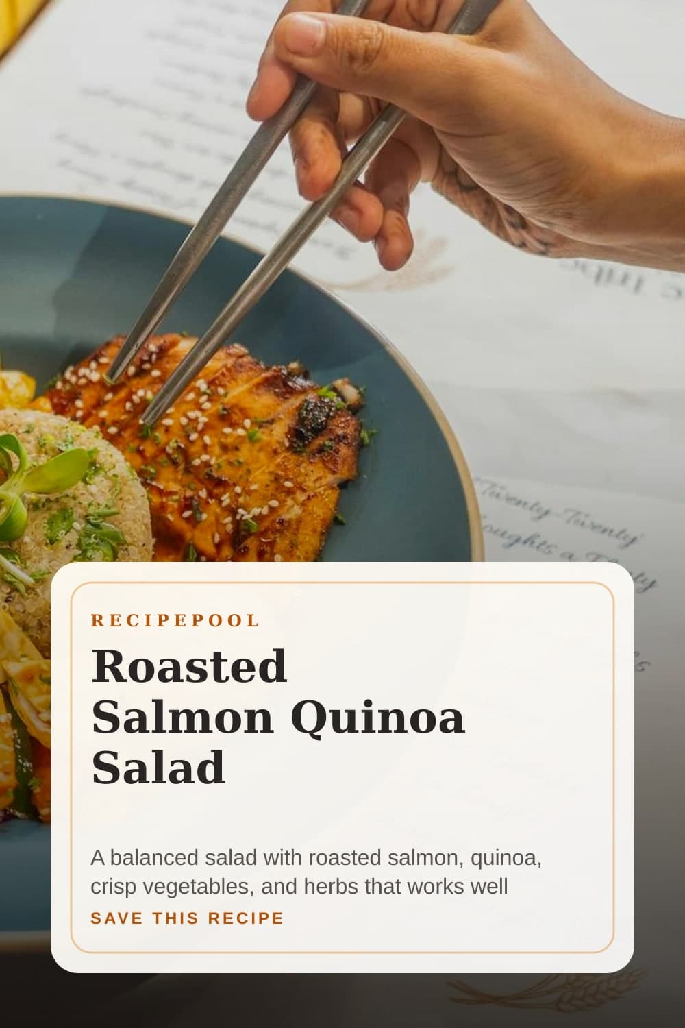 Pinterest image for Roasted Salmon Quinoa Salad