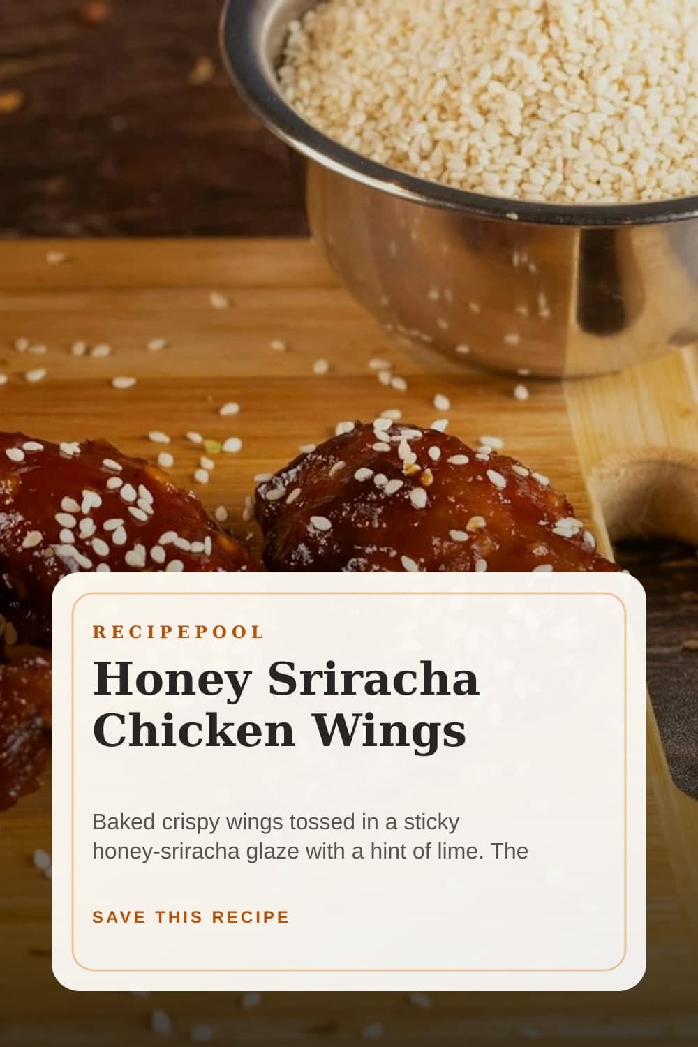 Pinterest image for Honey Sriracha Chicken Wings
