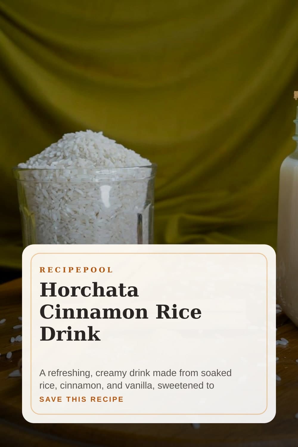 Pinterest image for Horchata Cinnamon Rice Drink