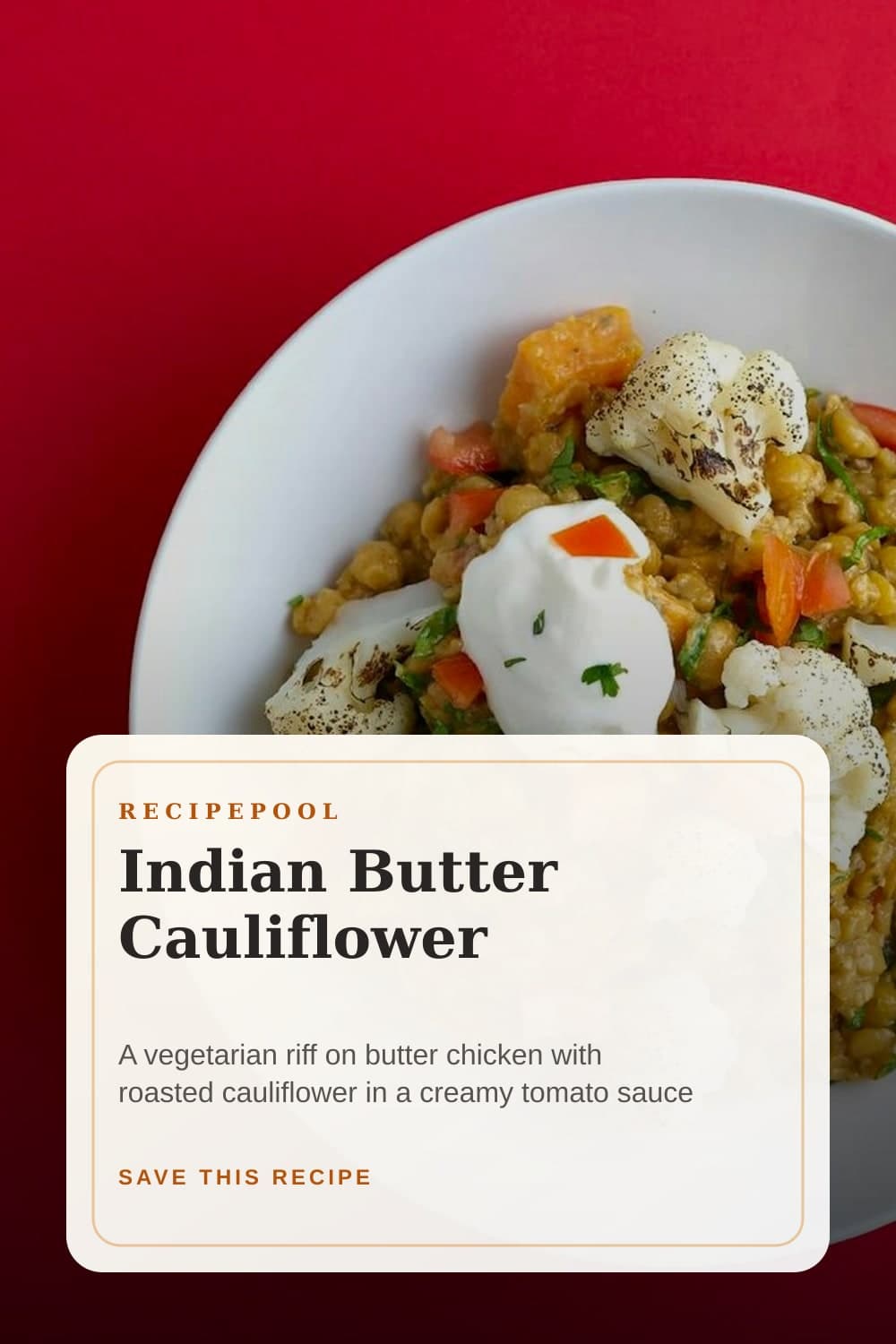 Pinterest image for Indian Butter Cauliflower