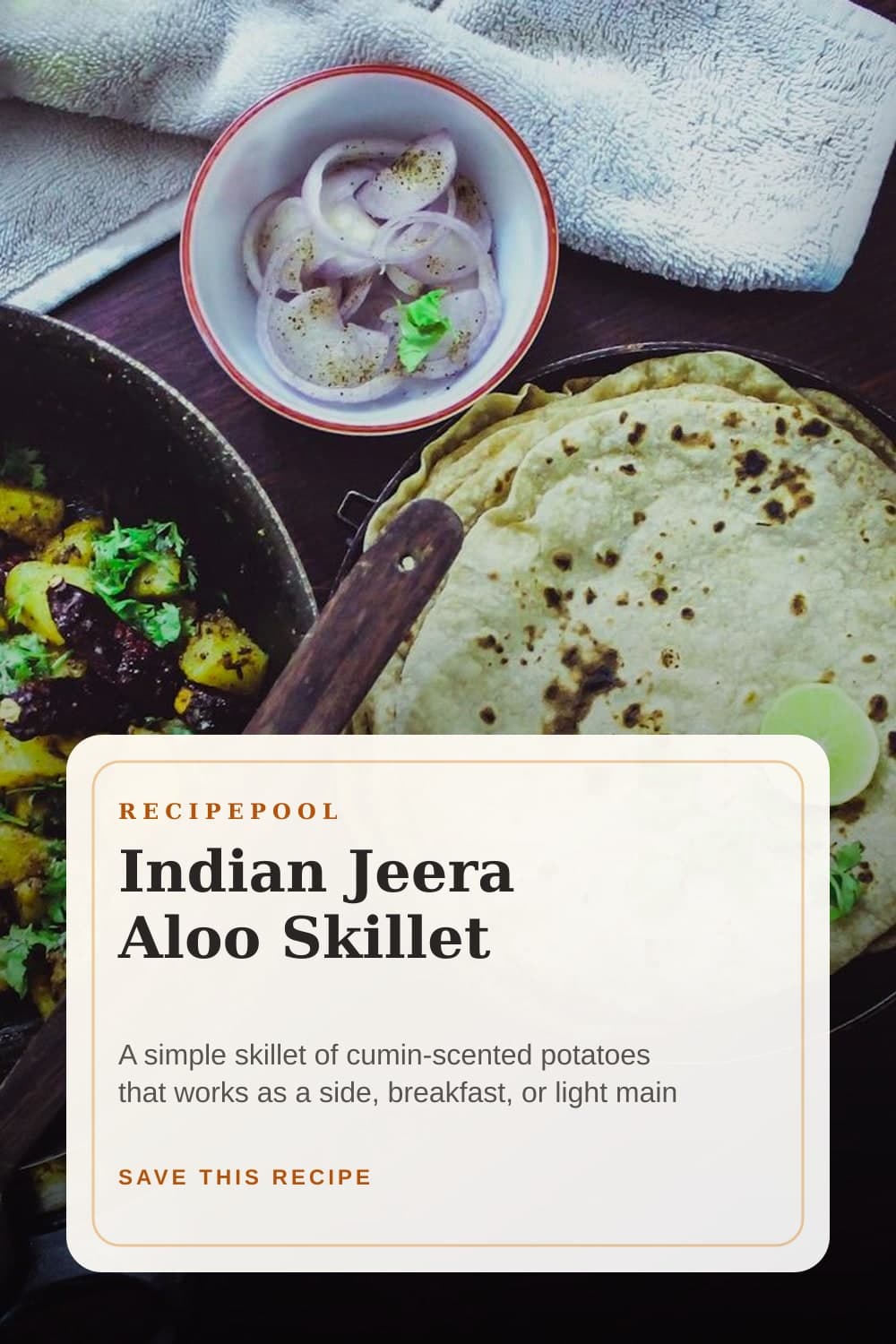Pinterest image for Indian Jeera Aloo Skillet
