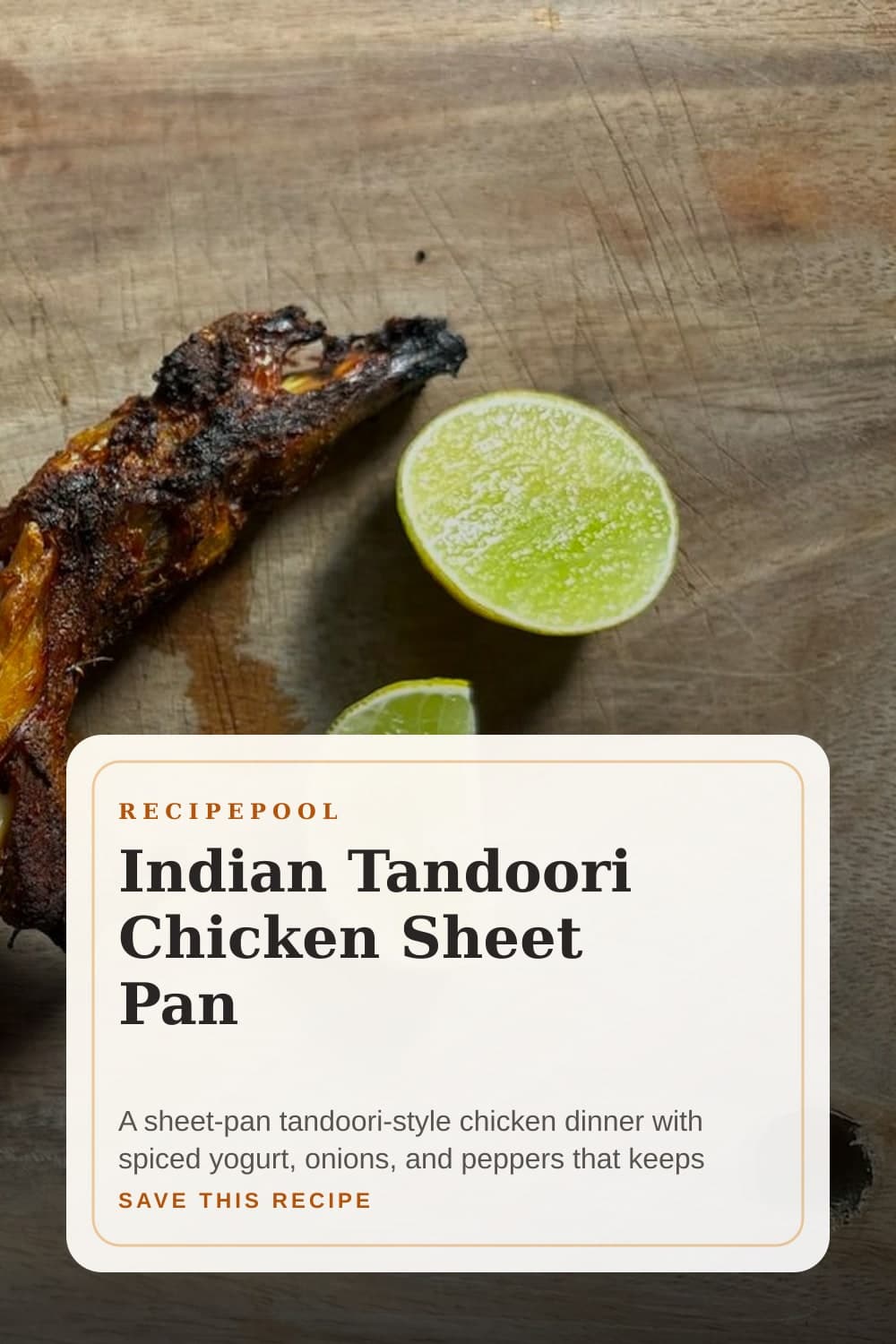 Pinterest image for Indian Tandoori Chicken Sheet Pan