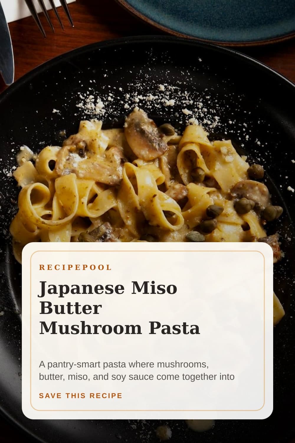 Pinterest image for Japanese Miso Butter Mushroom Pasta