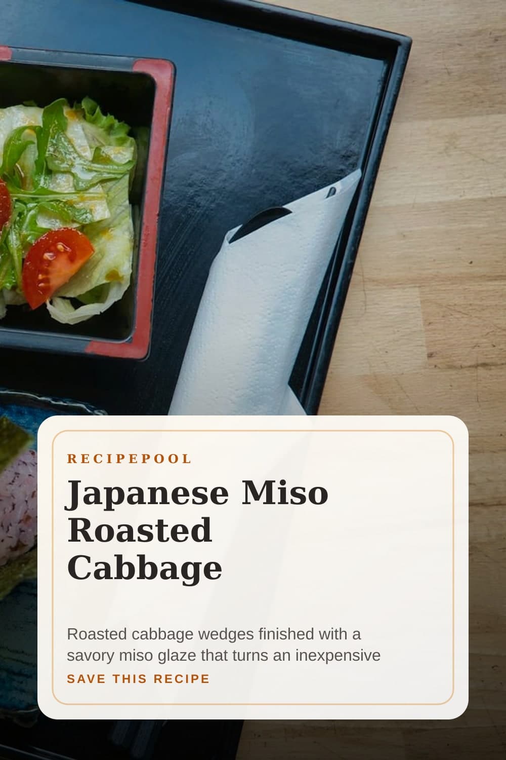 Pinterest image for Japanese Miso Roasted Cabbage