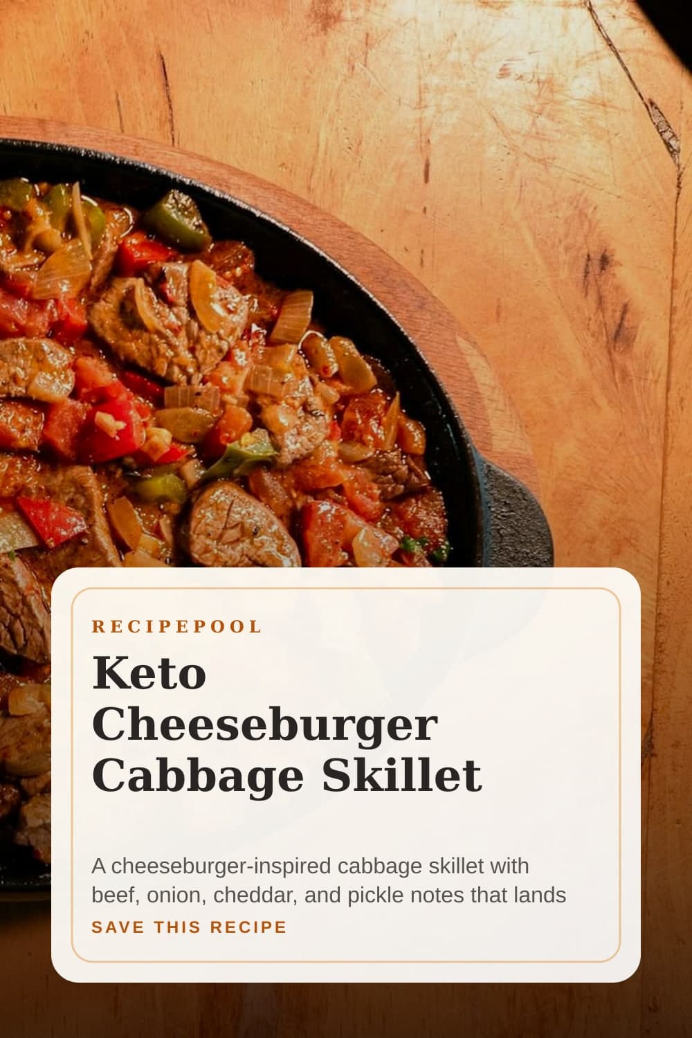 Pinterest image for Keto Cheeseburger Cabbage Skillet