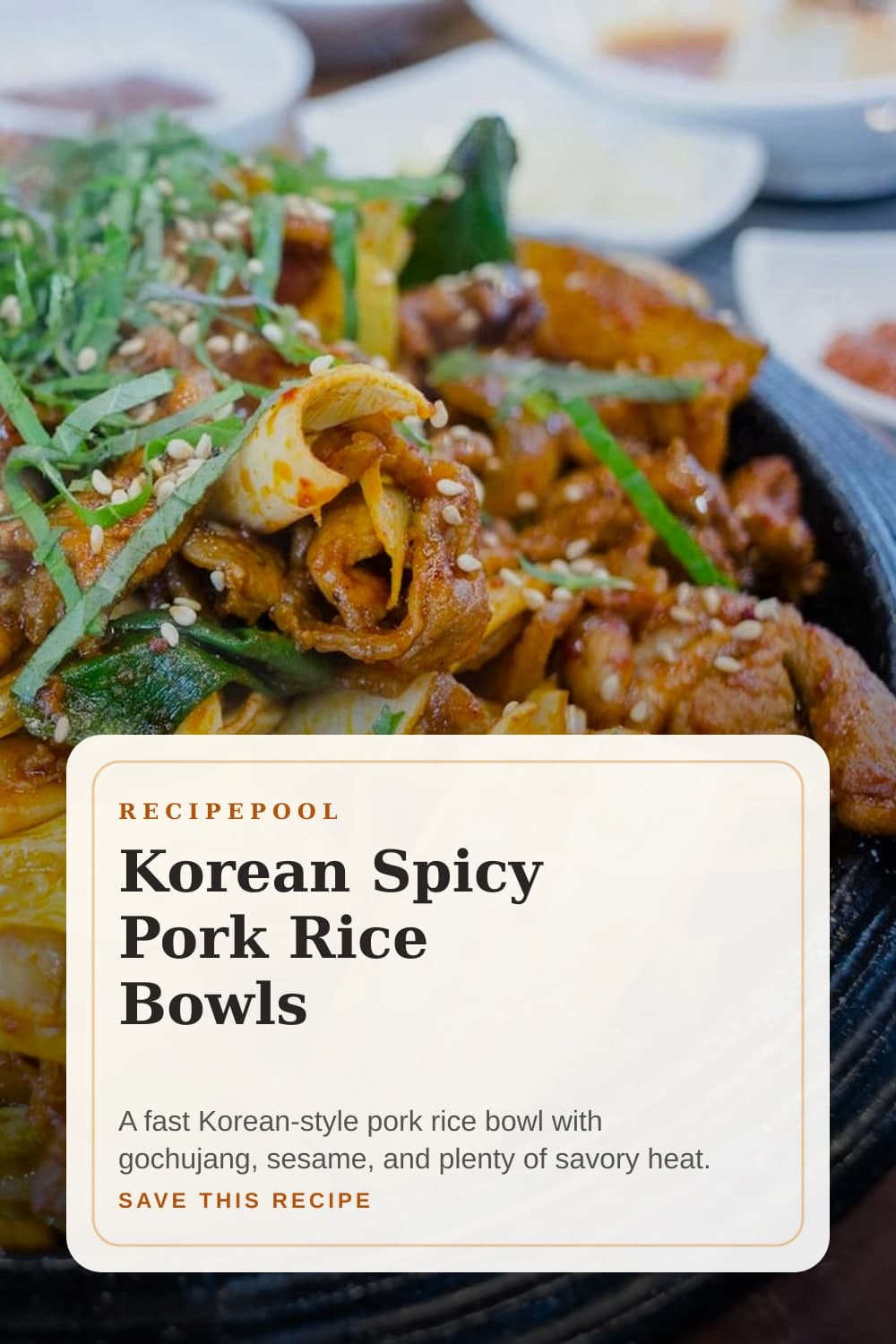 Pinterest image for Korean Spicy Pork Rice Bowls