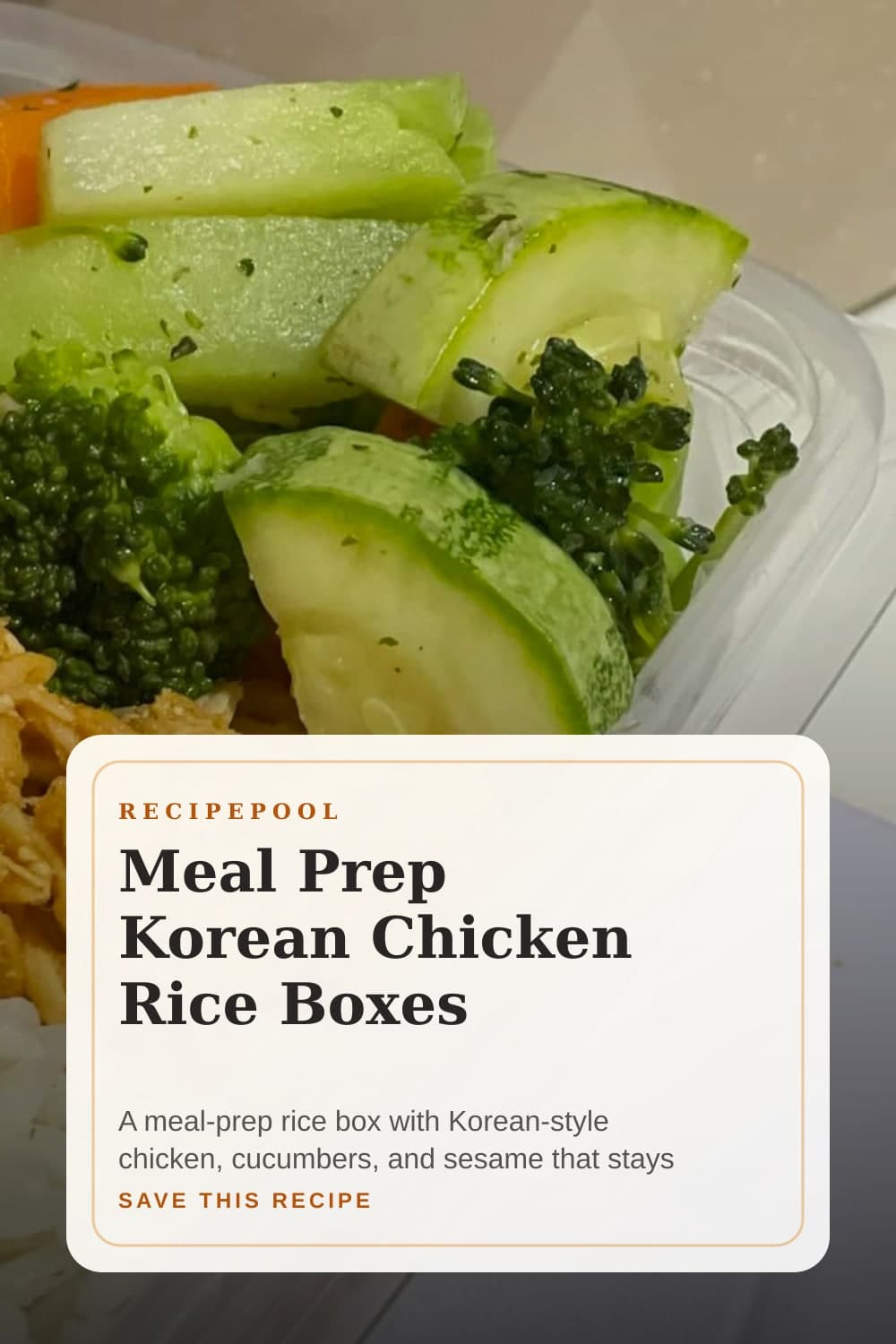Pinterest image for Meal Prep Korean Chicken Rice Boxes