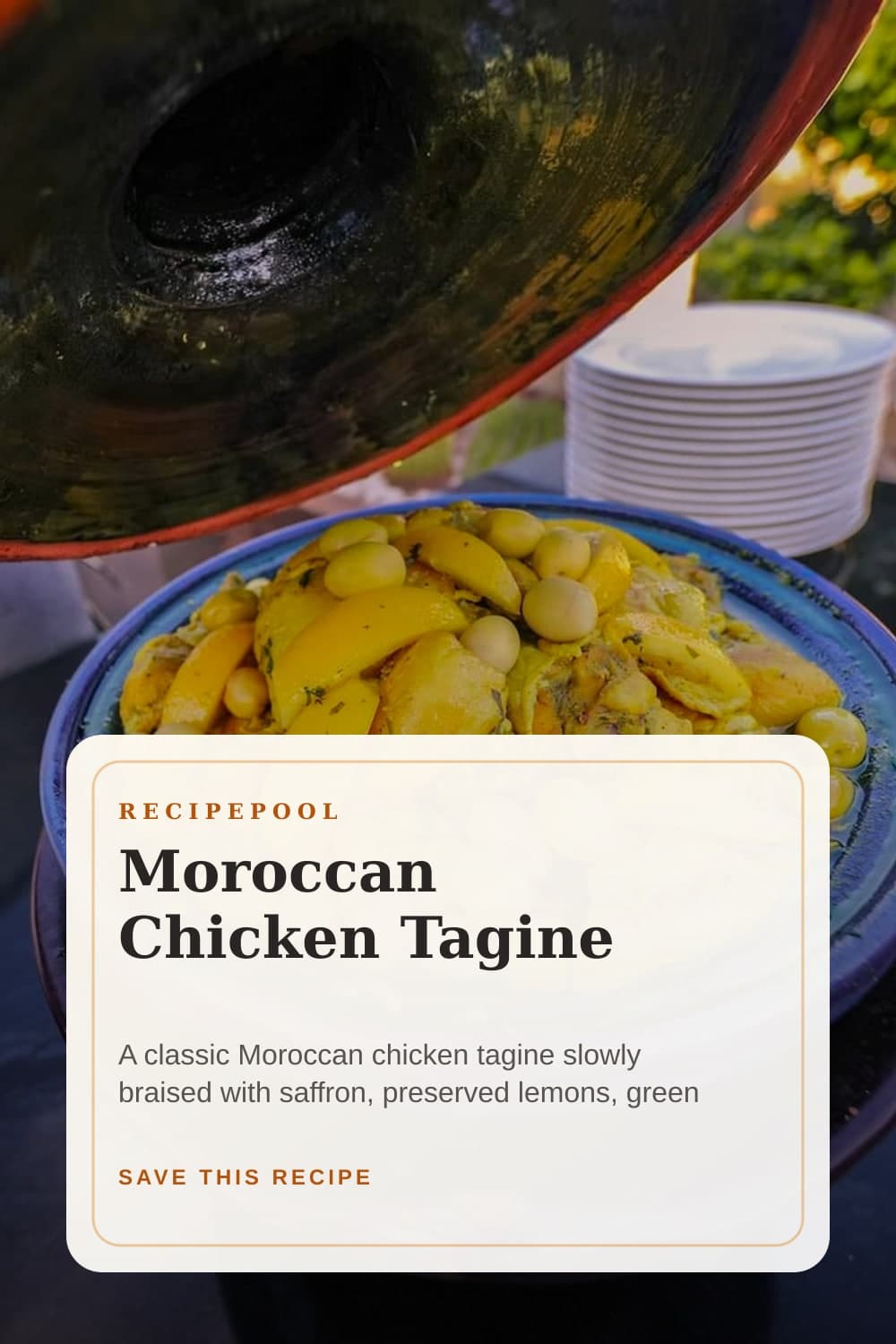 Pinterest image for Moroccan Chicken Tagine