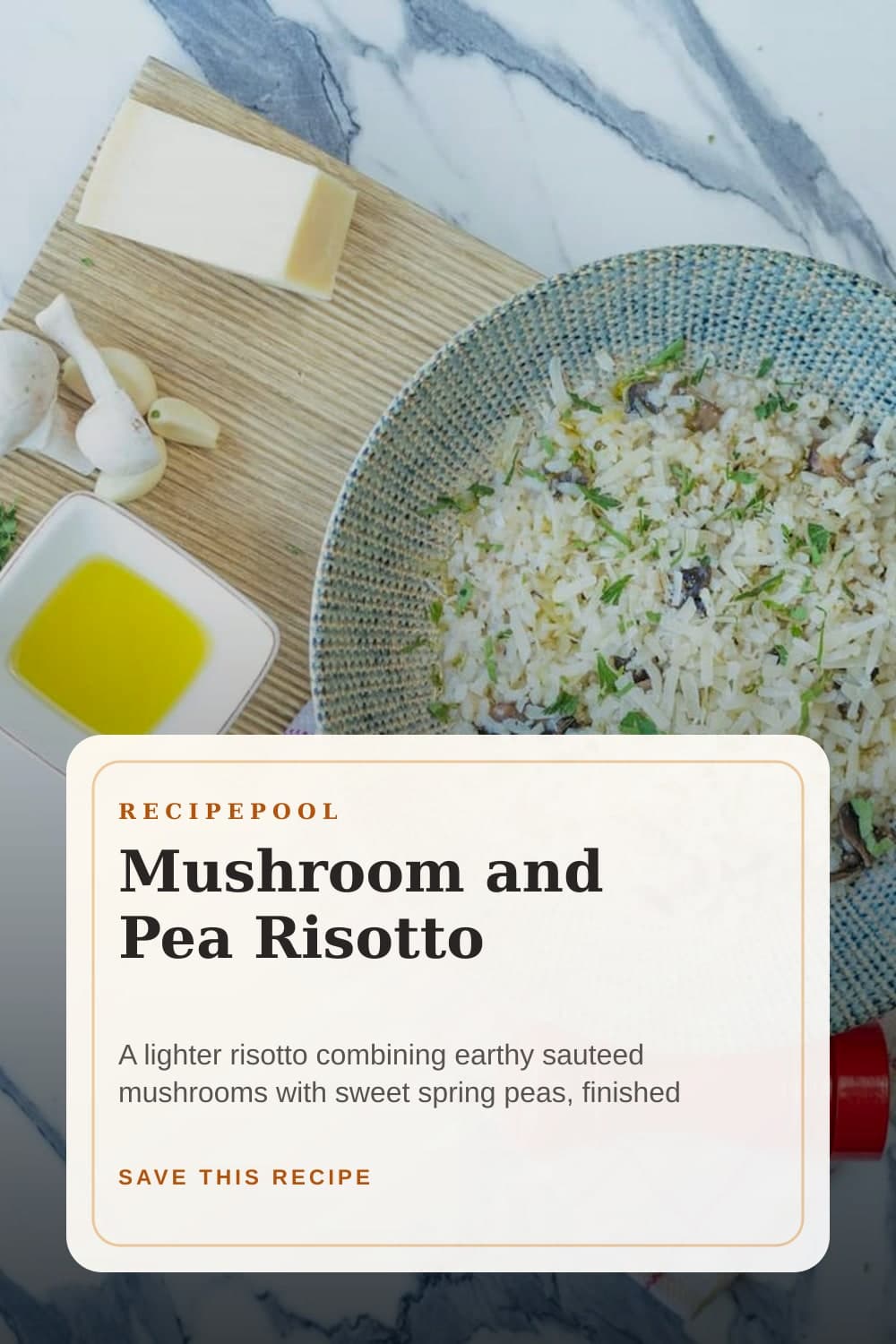 Pinterest image for Mushroom and Pea Risotto