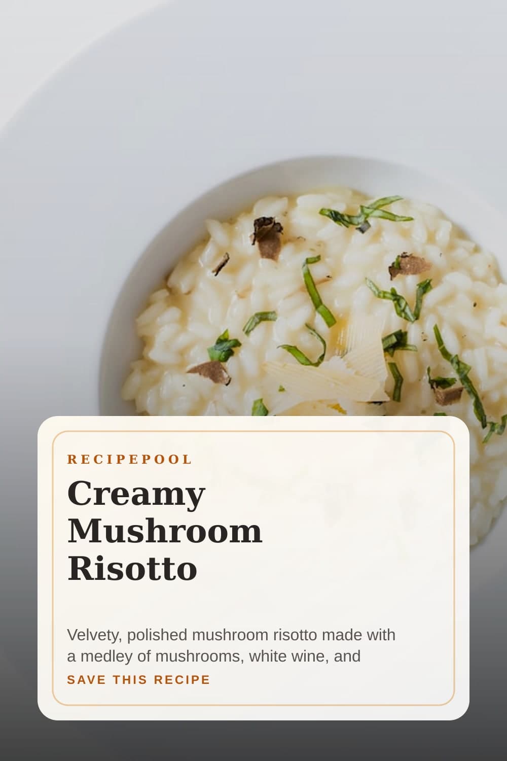 Pinterest image for Creamy Mushroom Risotto