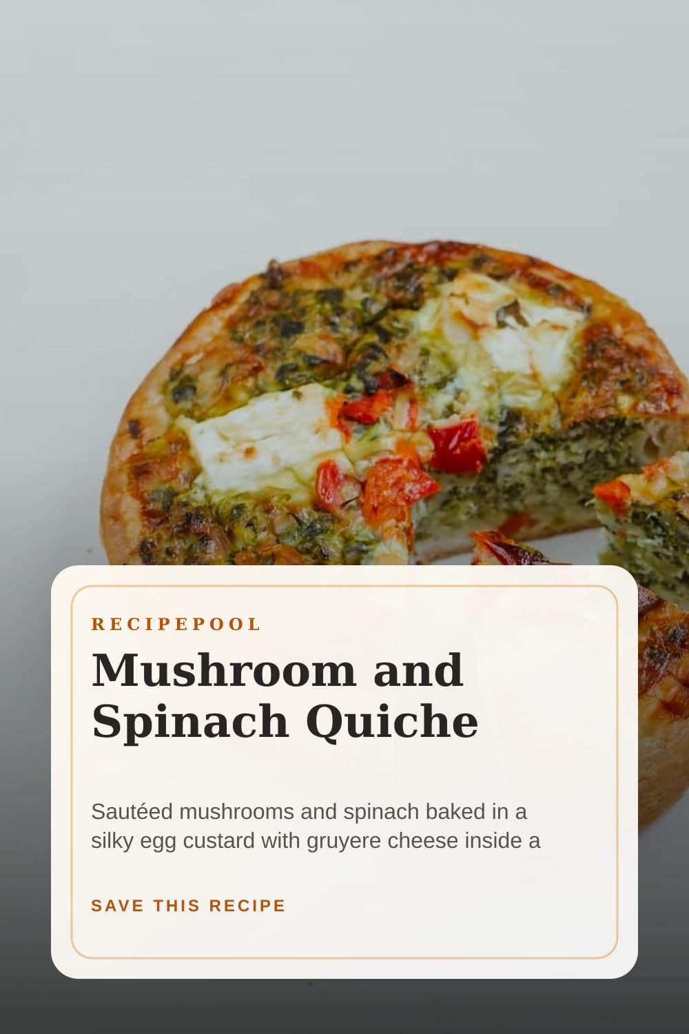 Pinterest image for Mushroom and Spinach Quiche