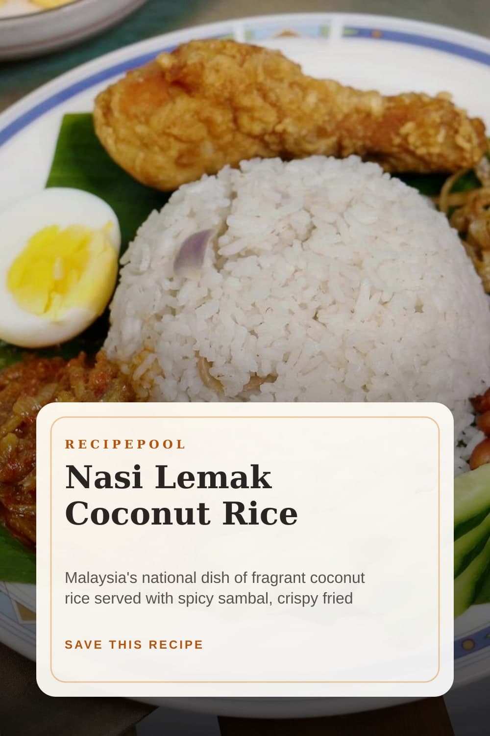 Pinterest image for Nasi Lemak Coconut Rice