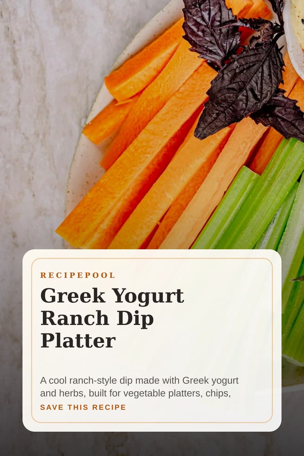 Pinterest image for Greek Yogurt Ranch Dip Platter