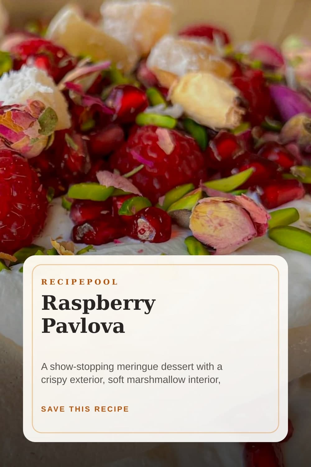 Pinterest image for Raspberry Pavlova