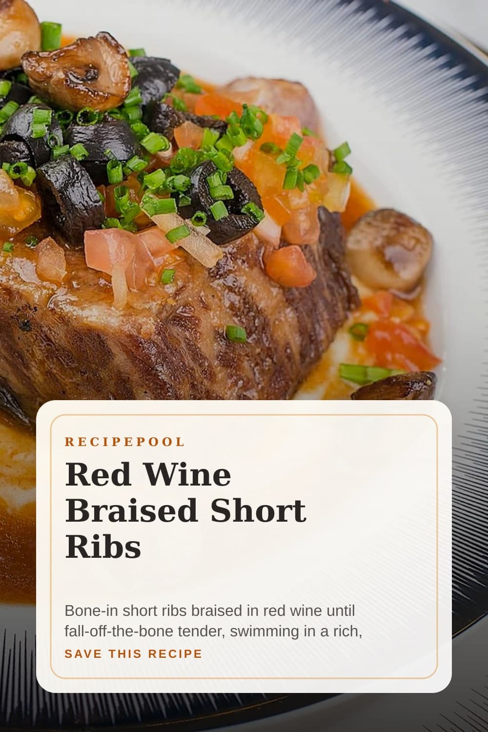 Pinterest image for Red Wine Braised Short Ribs