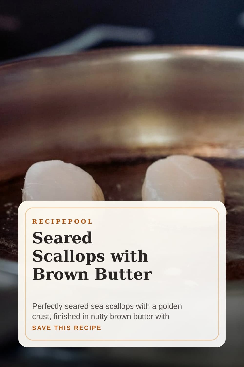 Pinterest image for Seared Scallops with Brown Butter