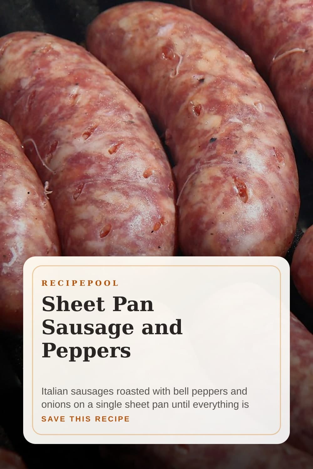 Pinterest image for Sheet Pan Sausage and Peppers