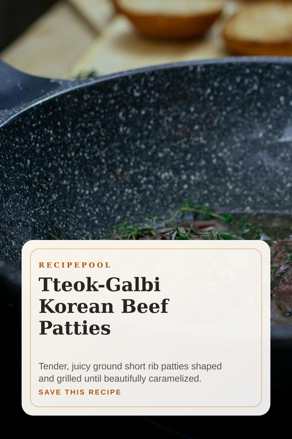 Pinterest image for Tteok-Galbi Korean Beef Patties